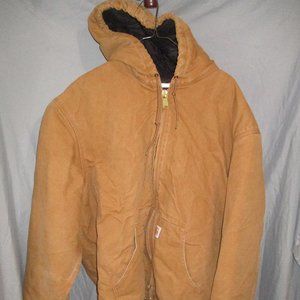 MENS CARHARTT JACKET ~ COAT ~ 2XL TALL ~ QUILTED ~ TAN ~ GENTLY USED